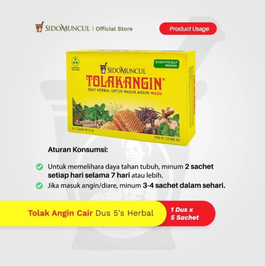 Tolak Angin Cair Obat Herbal Masuk Angin 1 Box 5sachets