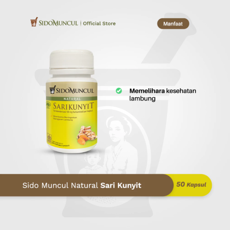 Sido Muncul Herbal Sari Kunyit Sakit Pencernaan & Lambung 50 Kapsul 50kapsul