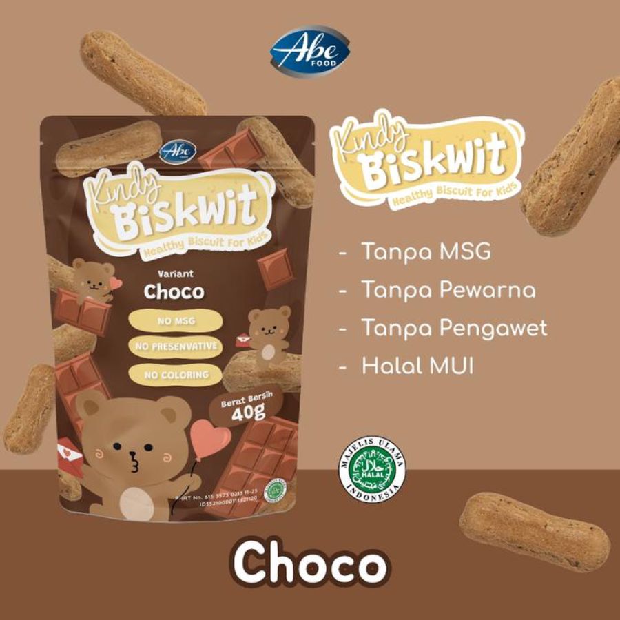 Abe Food Kindy Biskwit Choco Snack Sehat Anak 40gram
