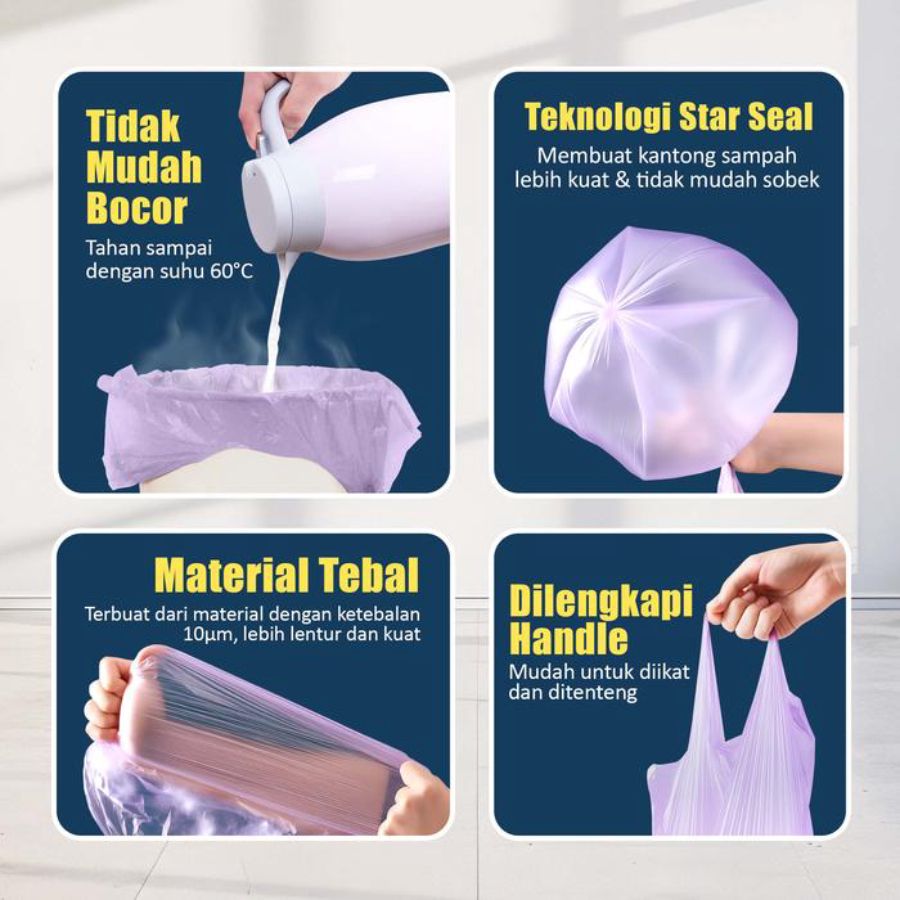 Bagus Trashbag Roll T-shirt Size 45 x 55 cm 24 Liter Fresh Scented 24 Bags 24bags
