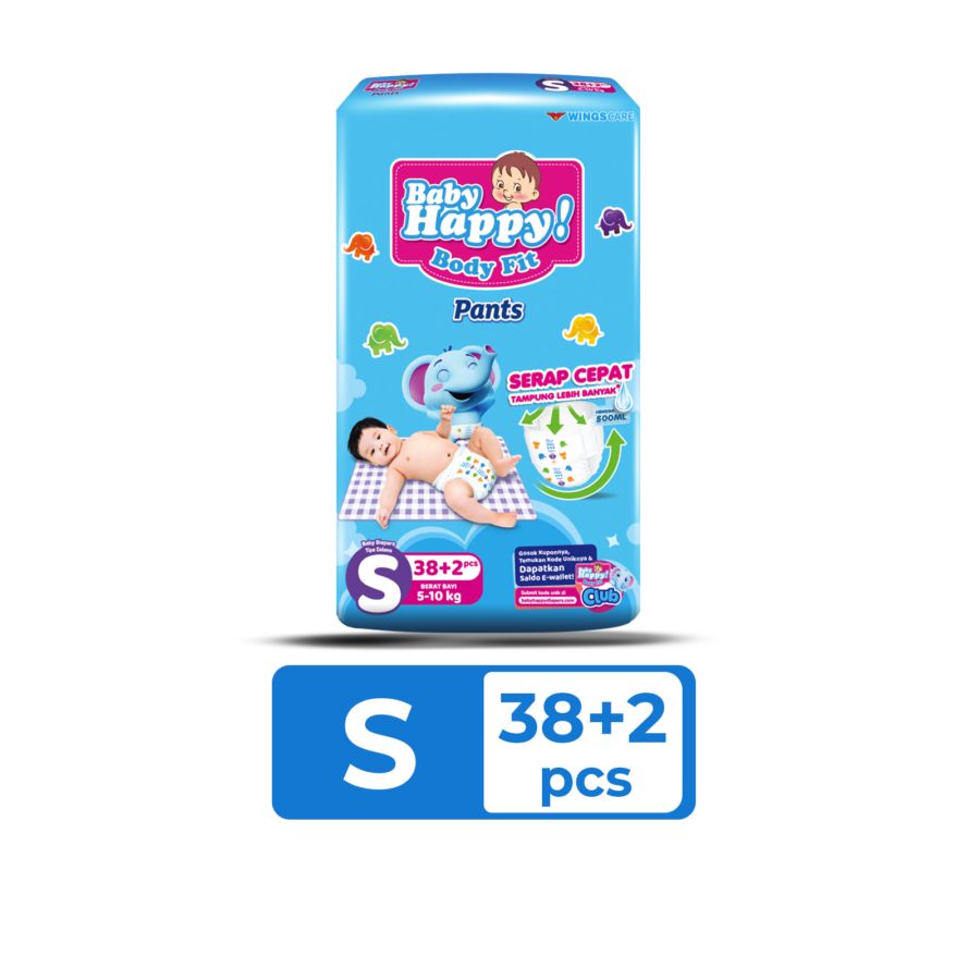 Baby Happy Body Fit Pants Diapers S38+2 1pcs