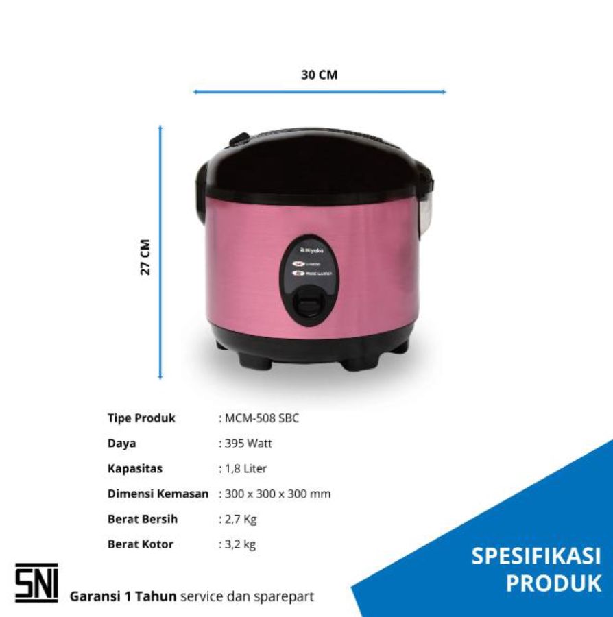 Miyako Rice Cooker Nanoal Anti Lengket 1.8 Liter MCM508SBC 1pcs