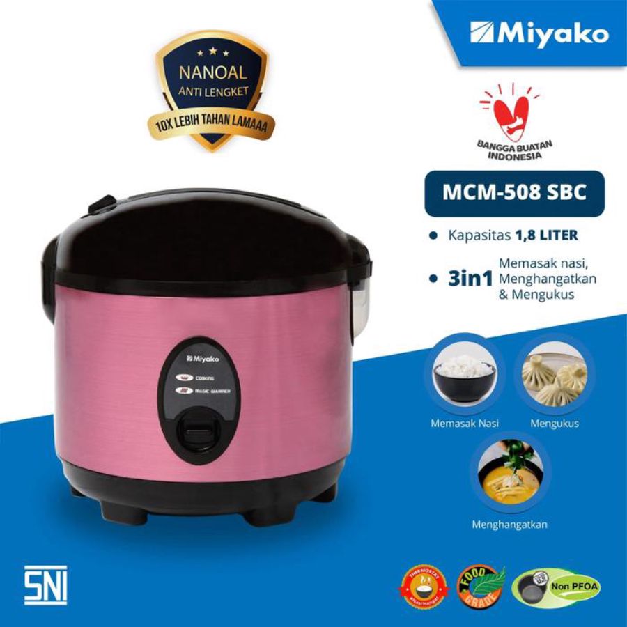Miyako Rice Cooker Nanoal Anti Lengket 1.8 Liter MCM508SBC 1pcs