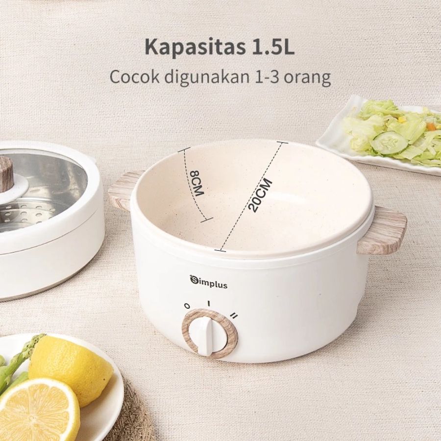 Simplus Panci Listrik Serbaguna Kapasitas 1.5L 1pcs