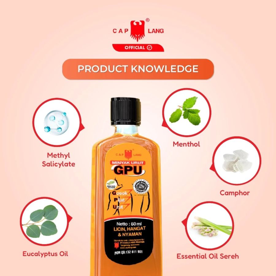 Cap Lang GPU Citronella Minyak Urut 60ml