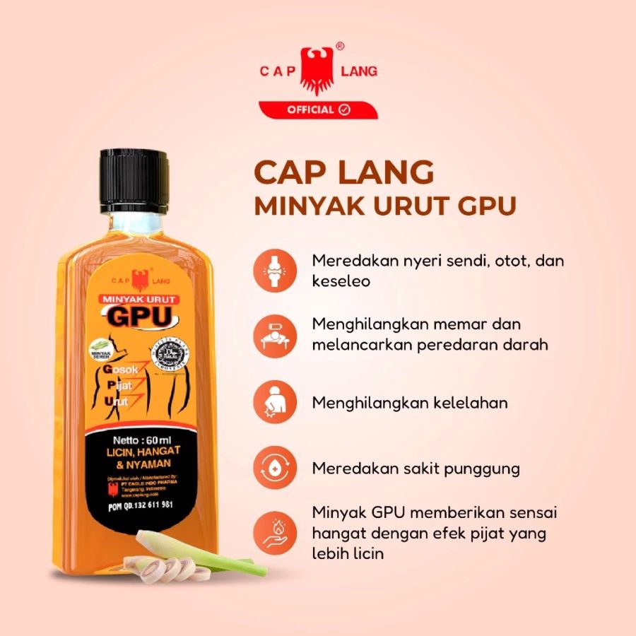 Cap Lang GPU Citronella Minyak Urut 60ml