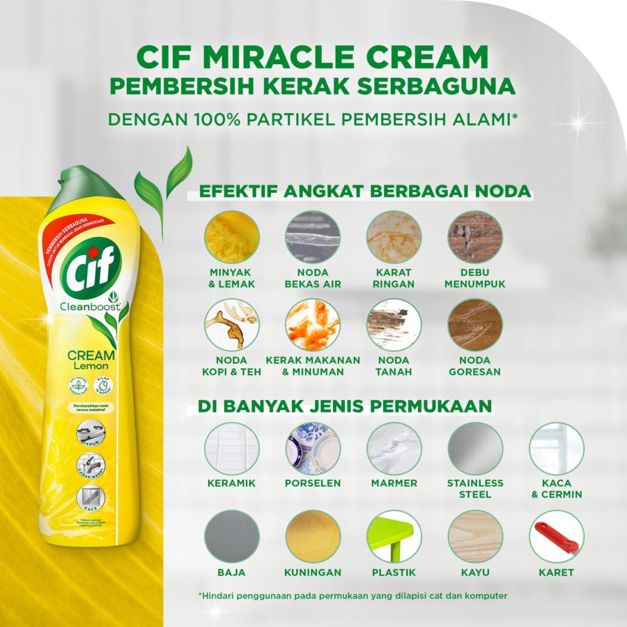 CIF Cream Lemon Cairan Pembersih Serbaguna Botol 660gram