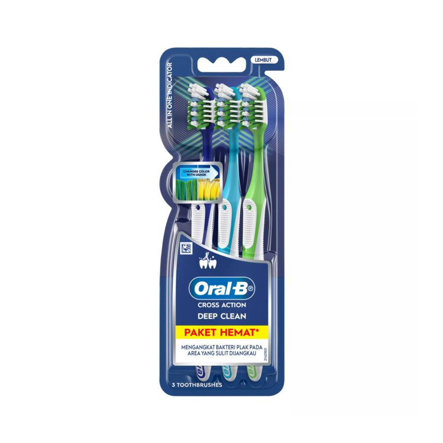 Oral-B Cross Action Deep Clean All in One Indicator Soft Toothbrush 3pcs