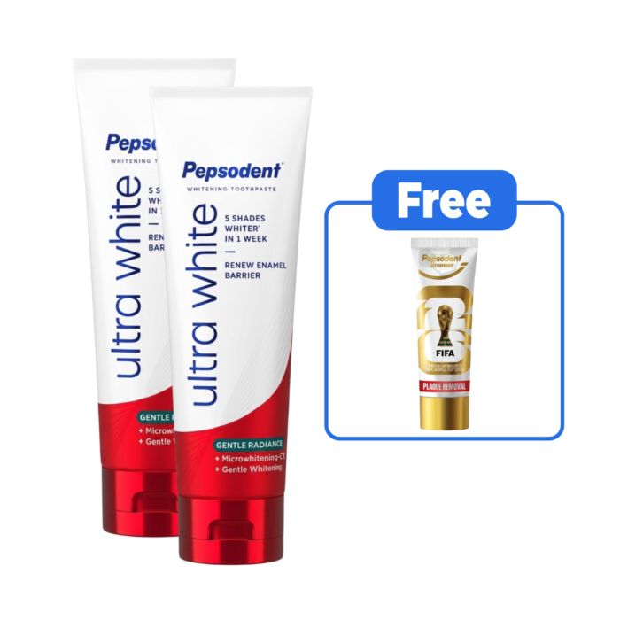 [FIFA Exclusive] Buy 2 Pepsodent Ultra White Gentle Radiance Toothpaste 90gram + Free Plaque Removal Toothpaste 95gram