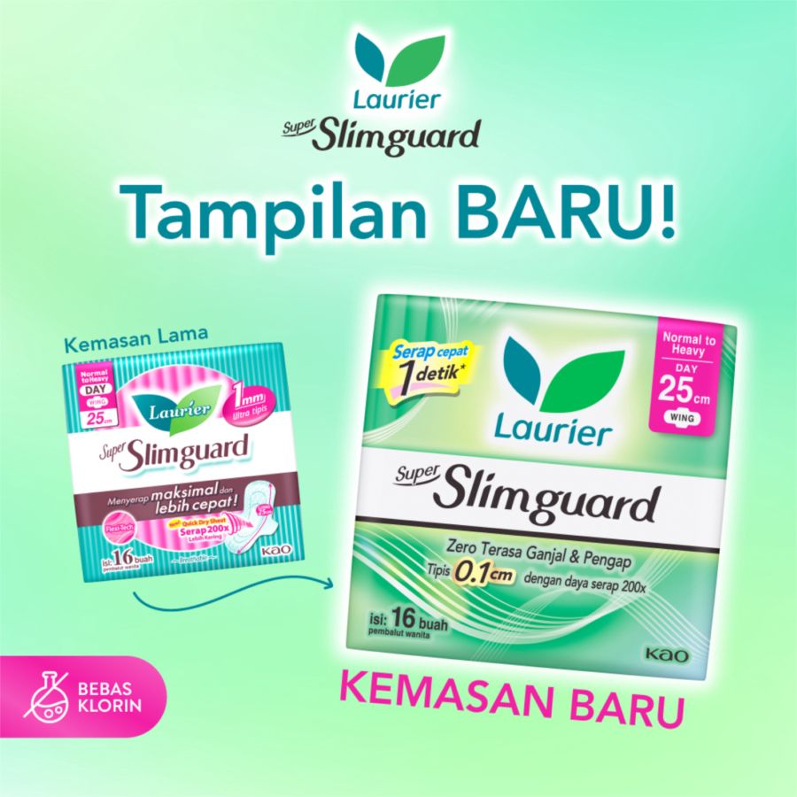 Laurier Super Slimguard Day Wing 25cm Pembalut Kewanitaan 16pcs