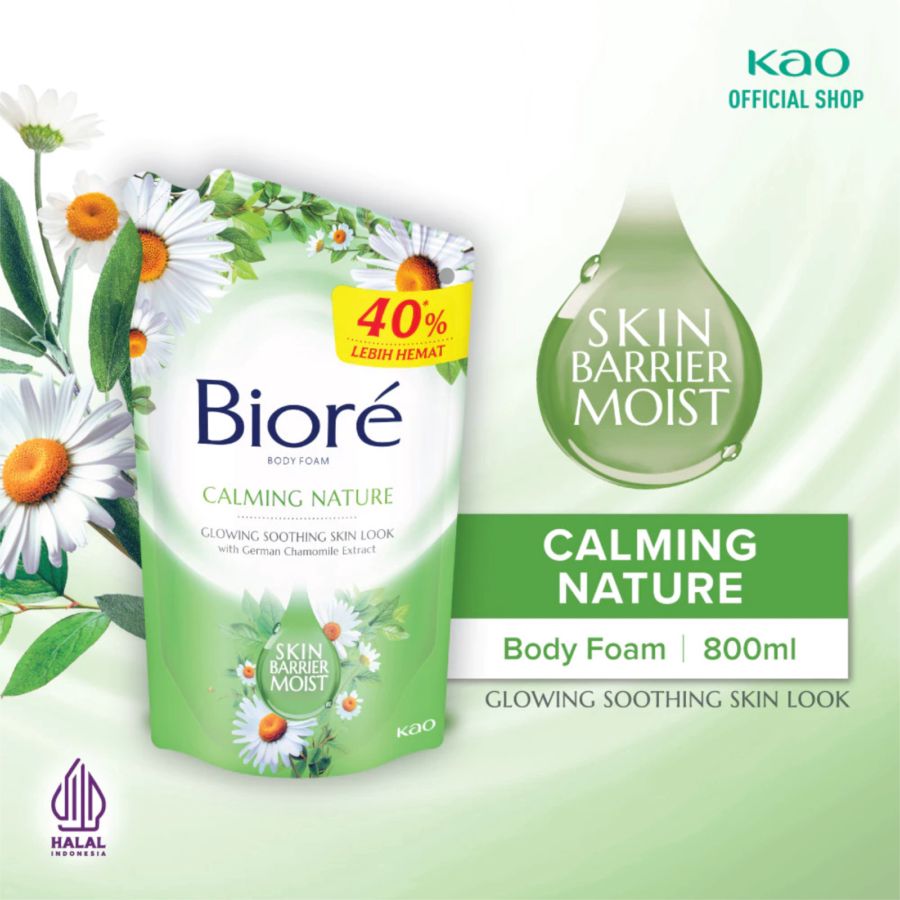 Biore Calming Nature Body Foam Pouch 800ml