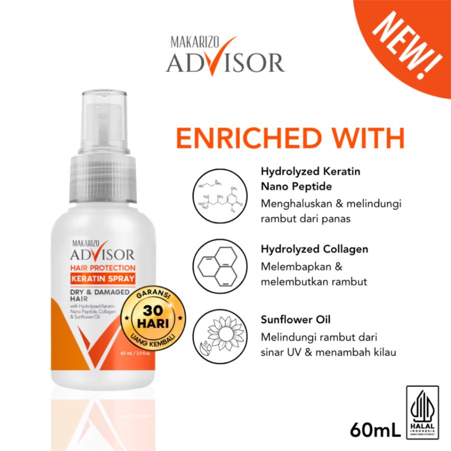 Makarizo Advisor Hair Protection Keratin Spray Perawatan Rambut 60ml