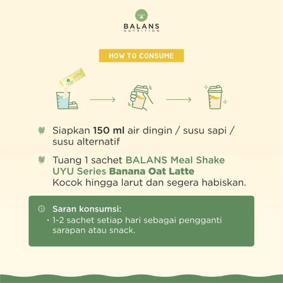 Balans Meal Shake UYU Series Banana Oat Latte 12 Sachets 1pcs
