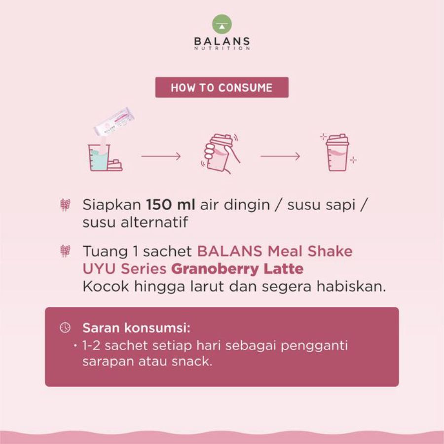 Balans Meal Shake UYU Series Granoberry Latte 12 Sachets 1pcs