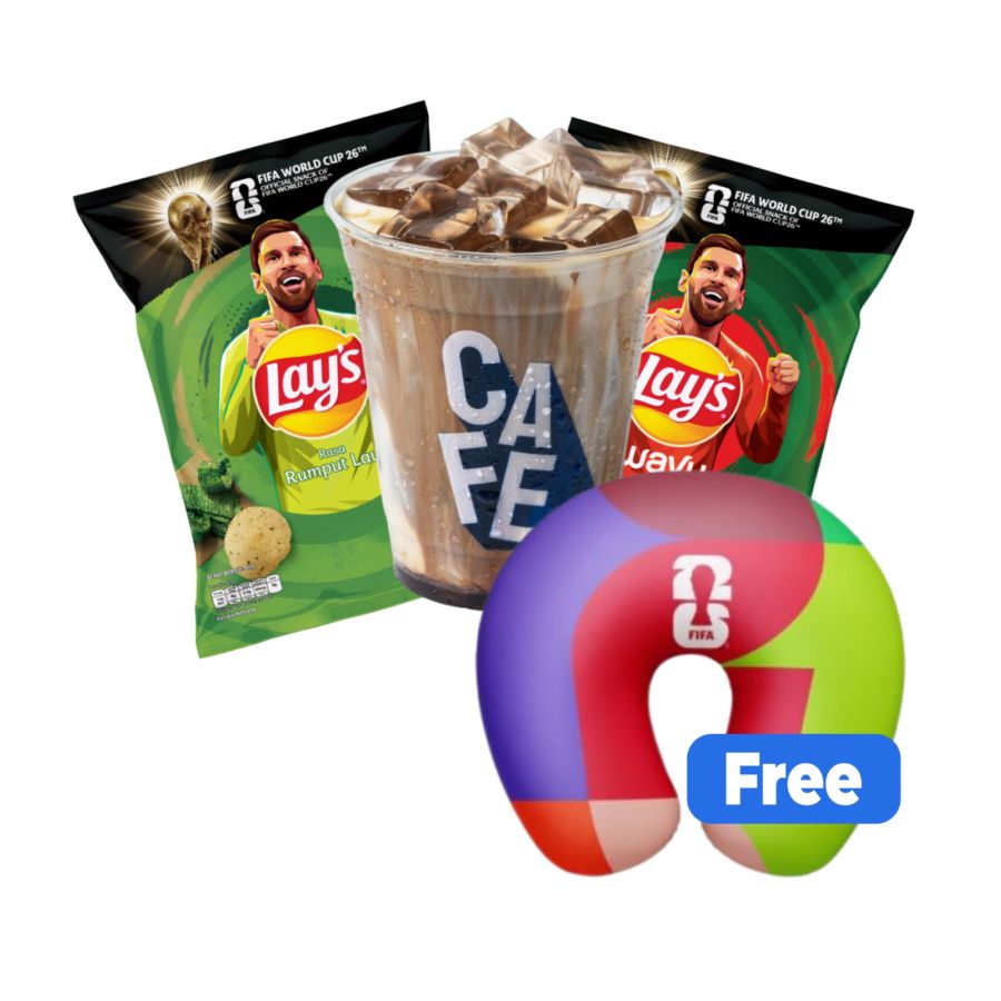 [Bundle] Buy 2 Lay's & Iced Kopi Susu Gula Aren (Espresso Base) - Regular Free Bantal Leher FIFA 1pack