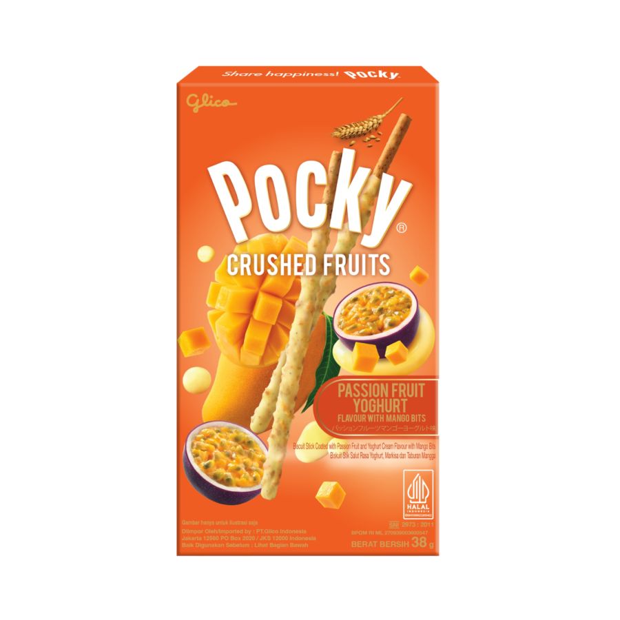 Pocky Passion Fruit Yoghurt Flavour With Mango Bits 38gram 1pcs