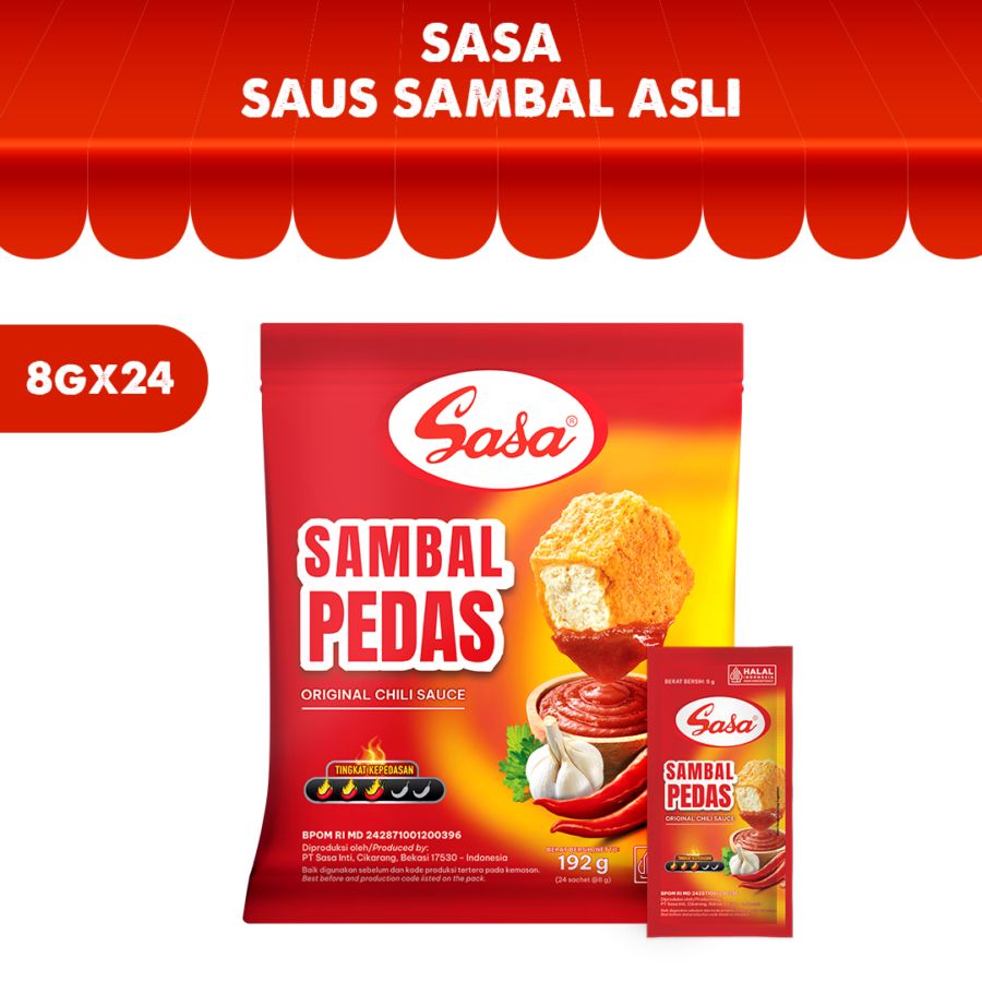 Sasa Saus Sambal Asli Sachet 24pcs x 8 gram 1pack