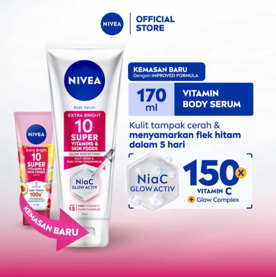 NIVEA Extra Bright 10 Super Vitamin & Skin Food Body Serum 180ml