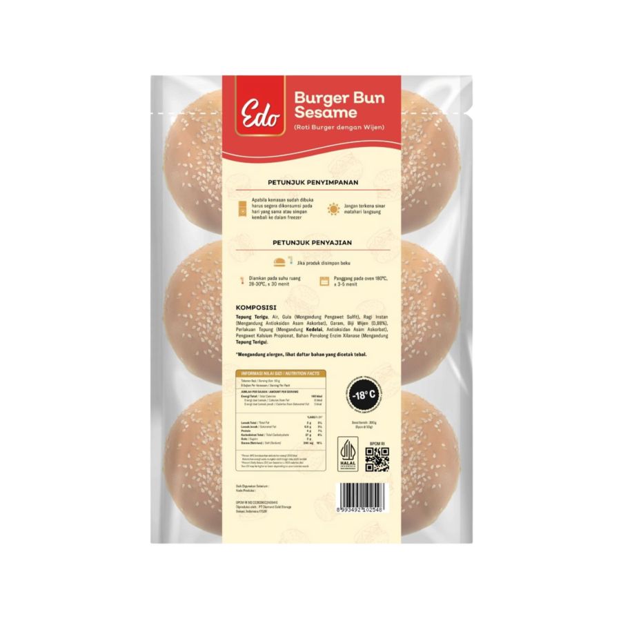 Edo Burger Bun Sesame 300gram