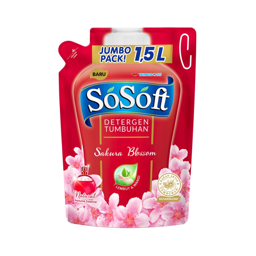 So Soft Sakura Blossom Deterjen Cair Pouch 1500ml