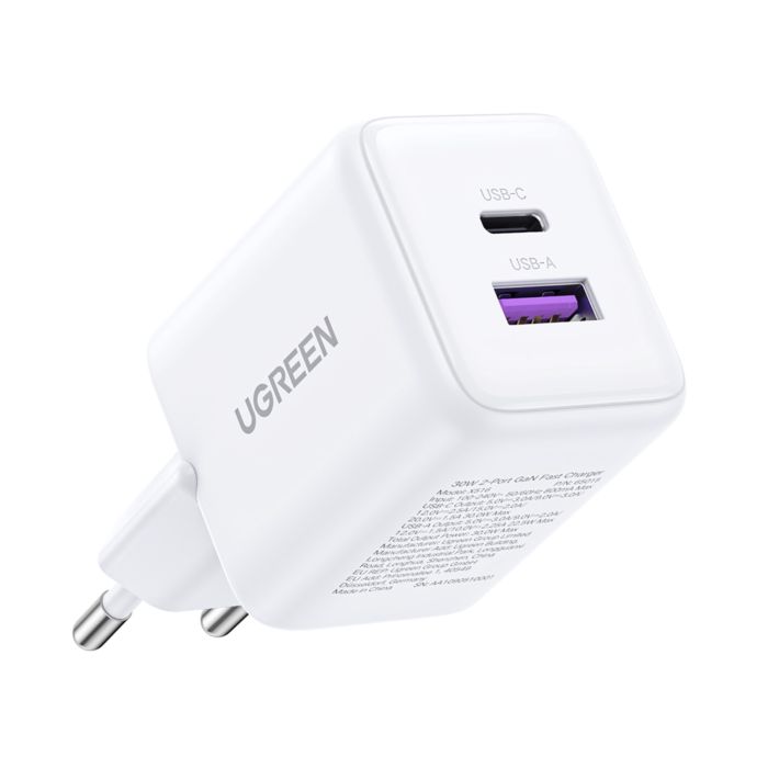 Ugreen N Series Dual Port GaN 30 Watt Charger Adapter White