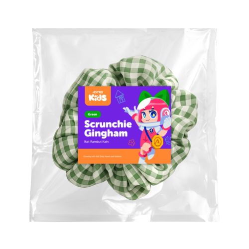 Scrunchie Gingham Green Ikat Rambut Kain Astro Kids