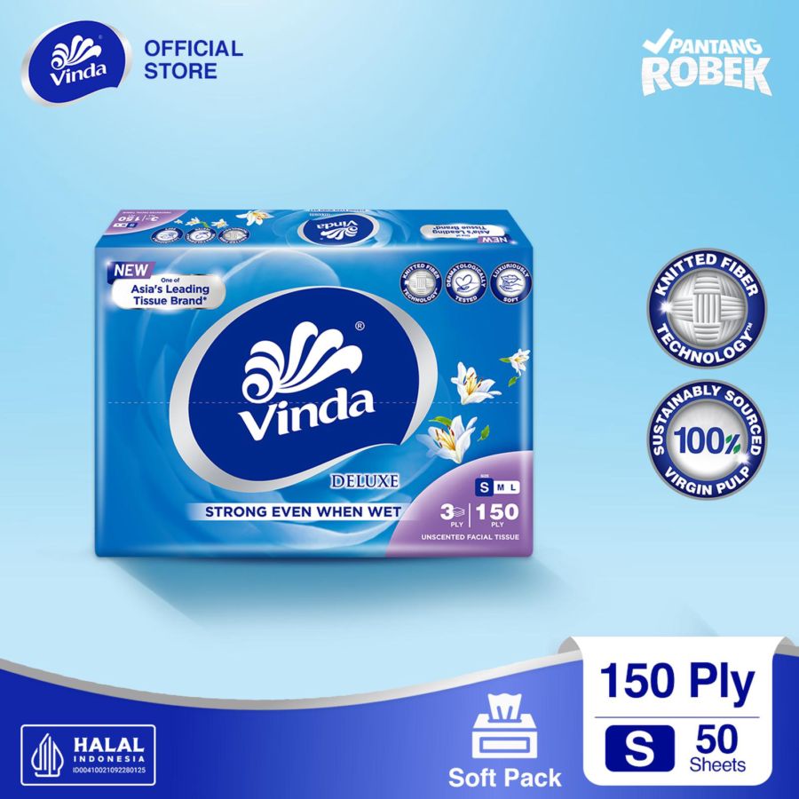 Vinda Deluxe Facial Tissue Soft Pack Tisu Wajah 150ply