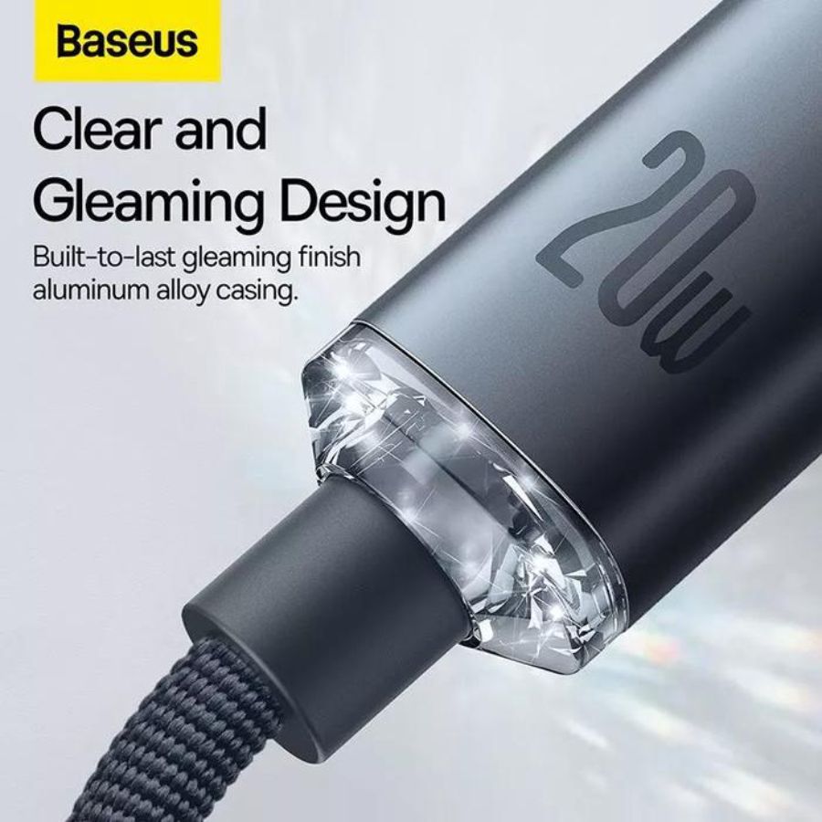 Baseus Crystal Shine Series Fast Charging Data Cable USB Type C to Lightning 20 Watt 2 M Black 1pcs