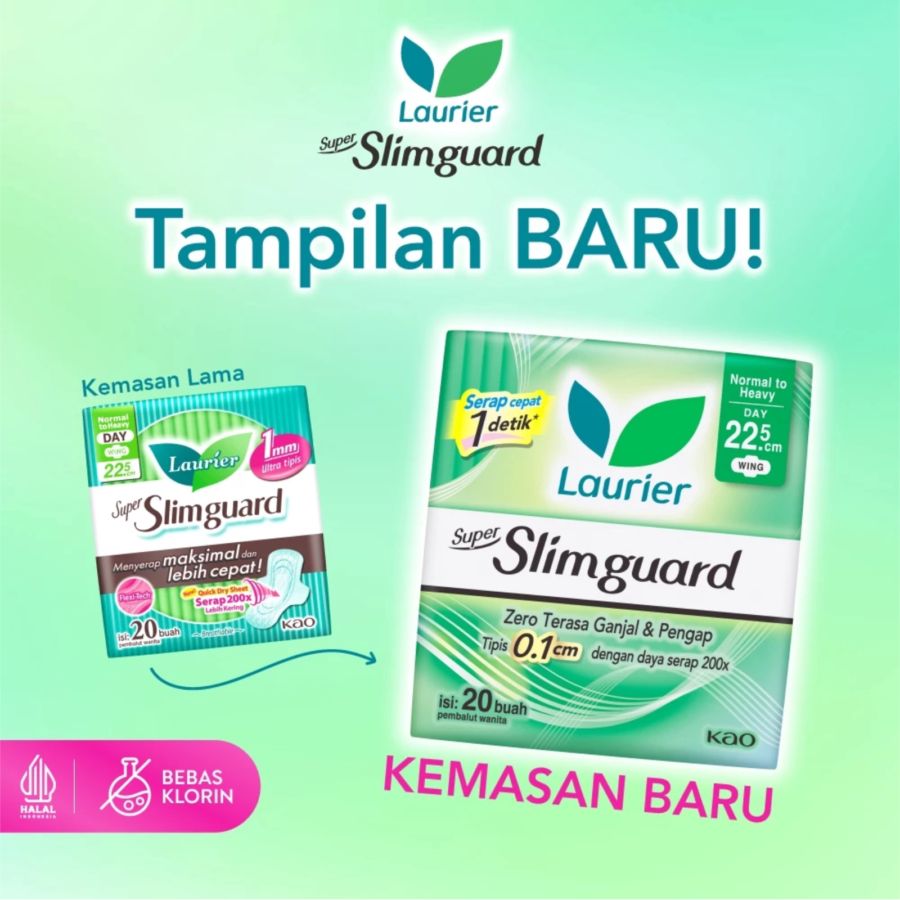 Laurier Super Slimguard Wing 22.5cm Pembalut Kewanitaan 20pcs