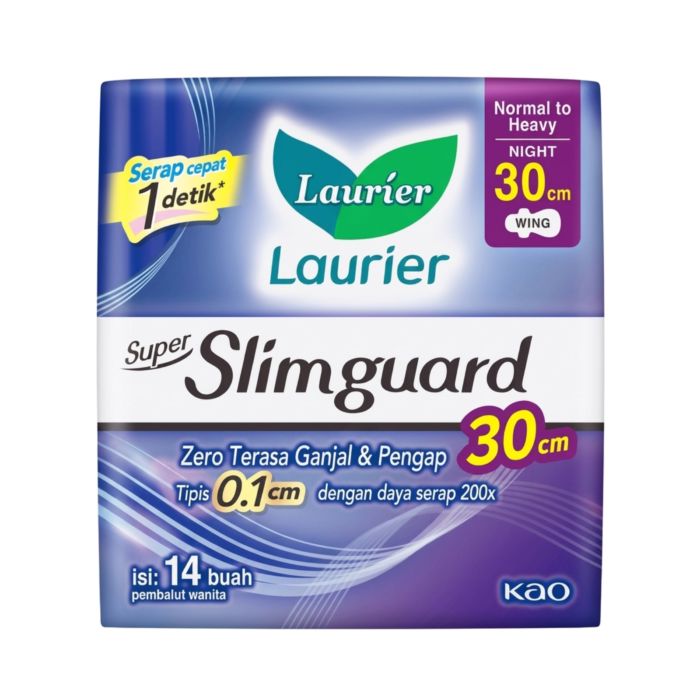 Laurier Super Slimguard Night Wing 30cm Pembalut Kewanitaan