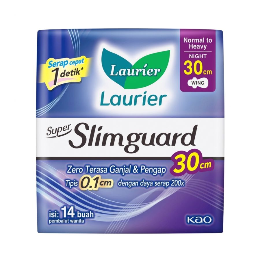 Laurier Super Slimguard Night Wing 30cm Pembalut Kewanitaan 14pcs