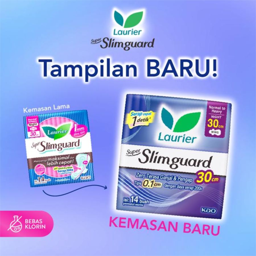 Laurier Super Slimguard Night Wing 30cm Pembalut Kewanitaan 14pcs