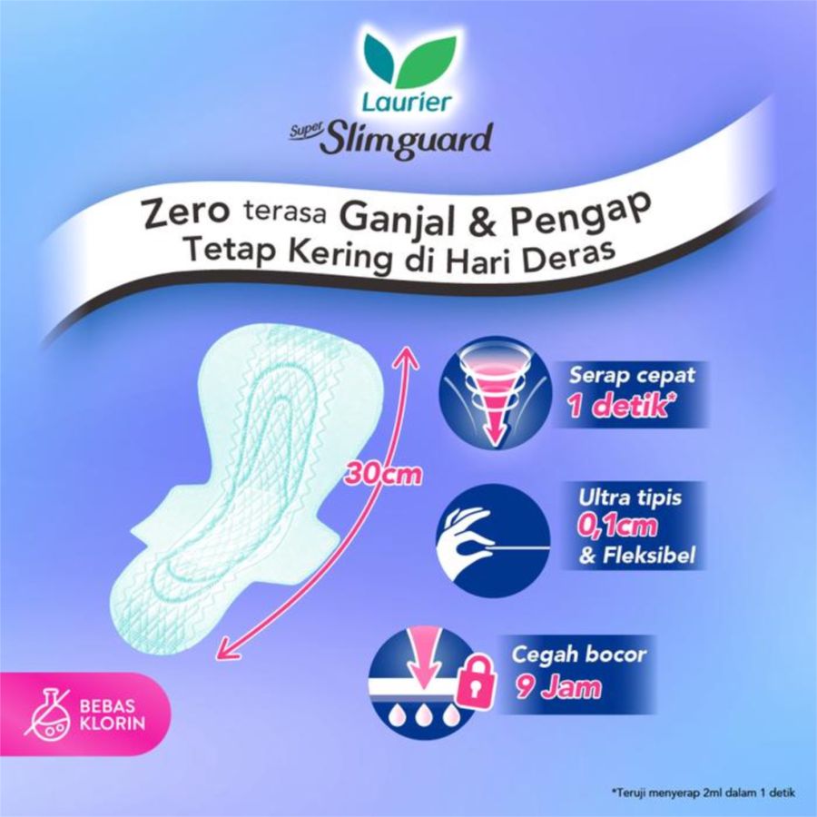 Laurier Super Slimguard Night Wing 30cm Pembalut Kewanitaan 14pcs