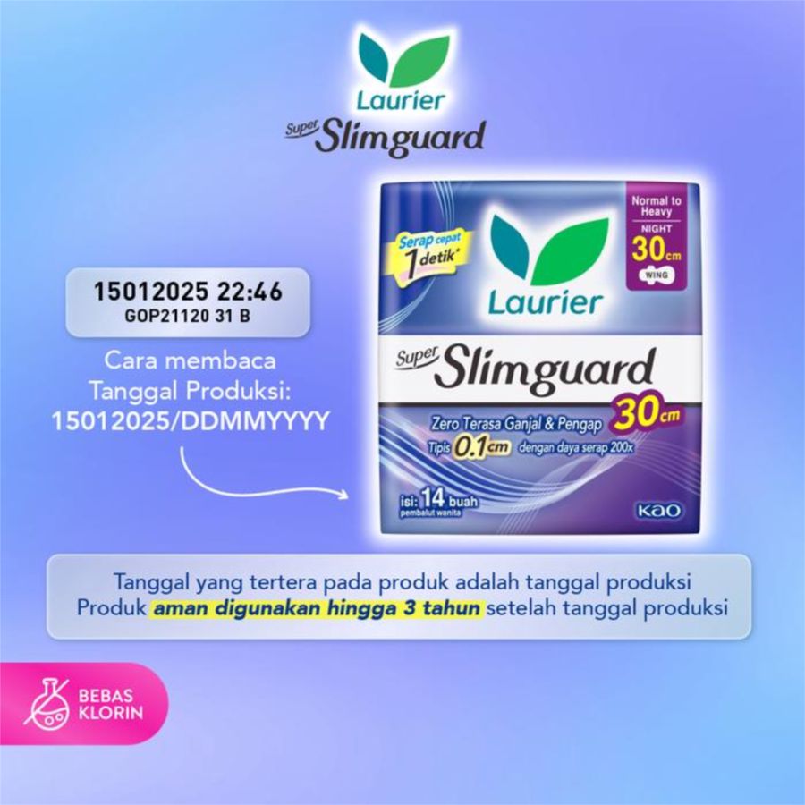 Laurier Super Slimguard Night Wing 30cm Pembalut Kewanitaan 14pcs