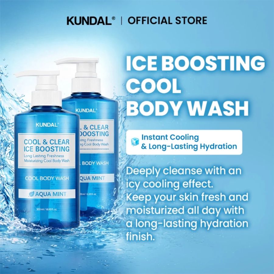 Kundal Cool & Clear Ice Boosting Aqua Mint Body Wash Bottle 500ml