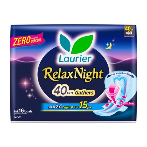Laurier Relax Night Gather Wing 40cm Pembalut Kewanitaan