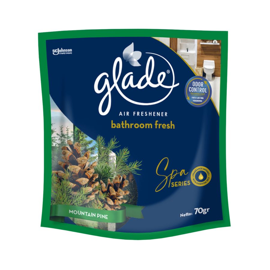 Glade Bathroom Fresh Mountain Pine Pengharum Kamar Mandi 70gram