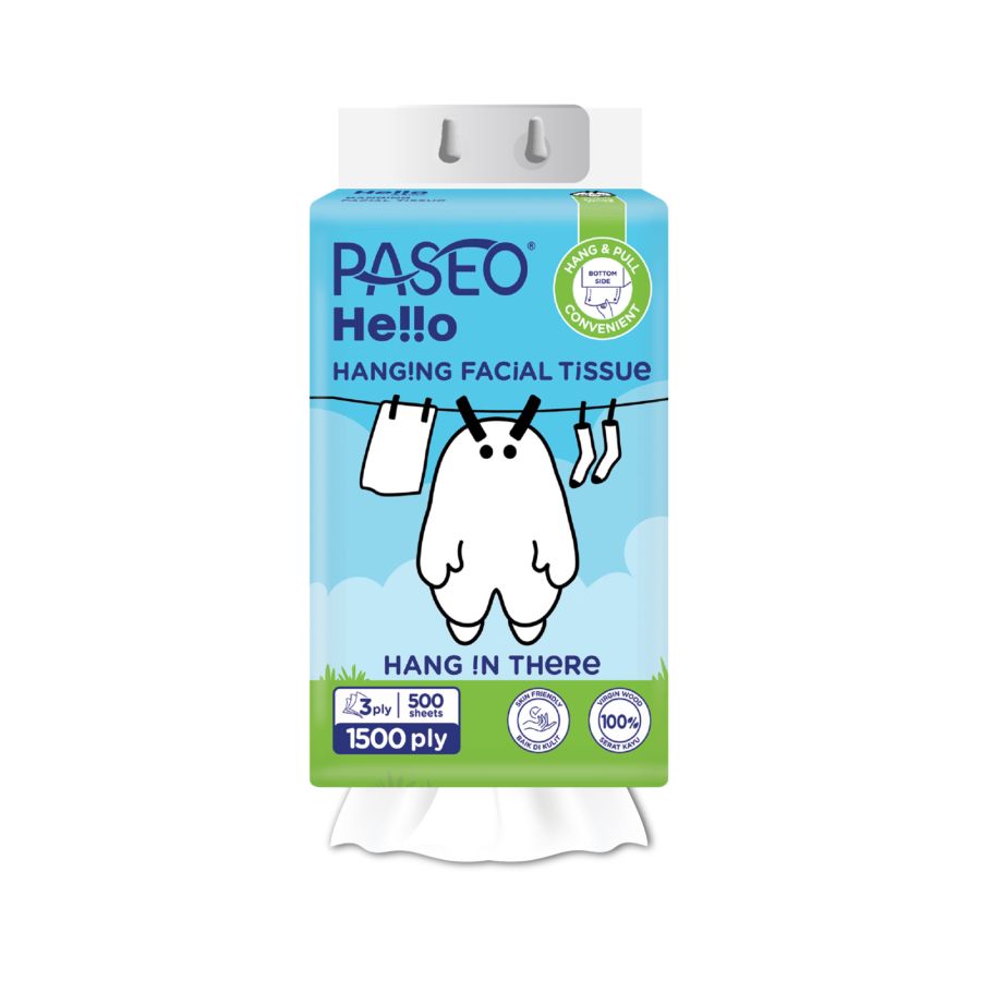 Paseo Hello Hanging Facial TissueTisu Wajah 500sheets