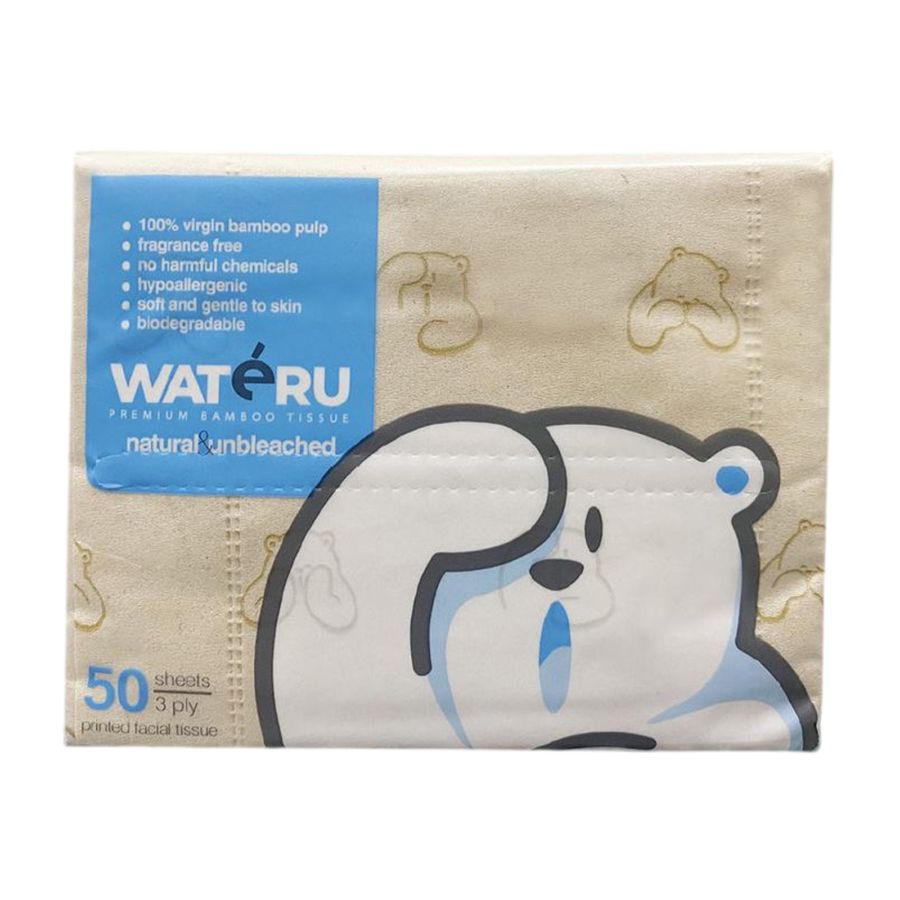 Wateru Premium Bamboo Printed Facial Tissue Tisu Wajah 3 Ply 50sheets