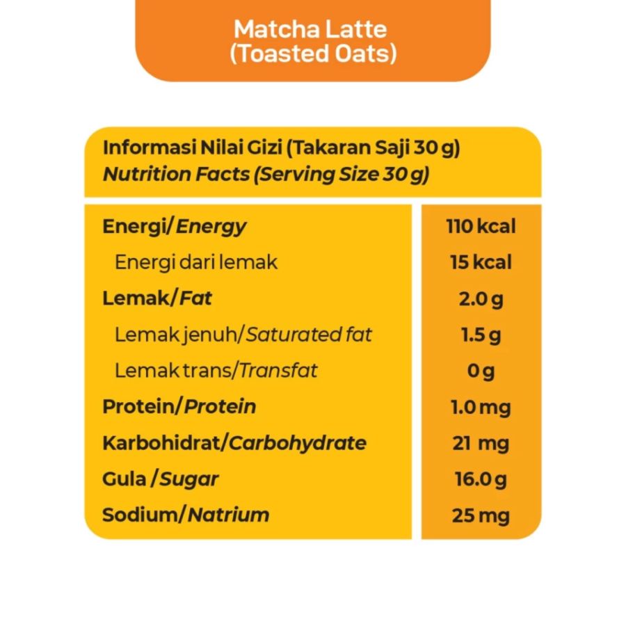 CY Matcha Latte Toasted Oat Box 8 sachets 240gram