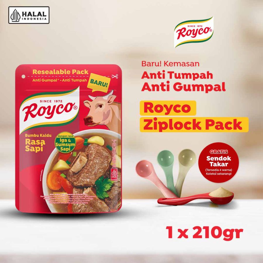 Royco Bumbu Kaldu Penyedap Rasa Sapi Ziplock Free Sendok Takar 210gram
