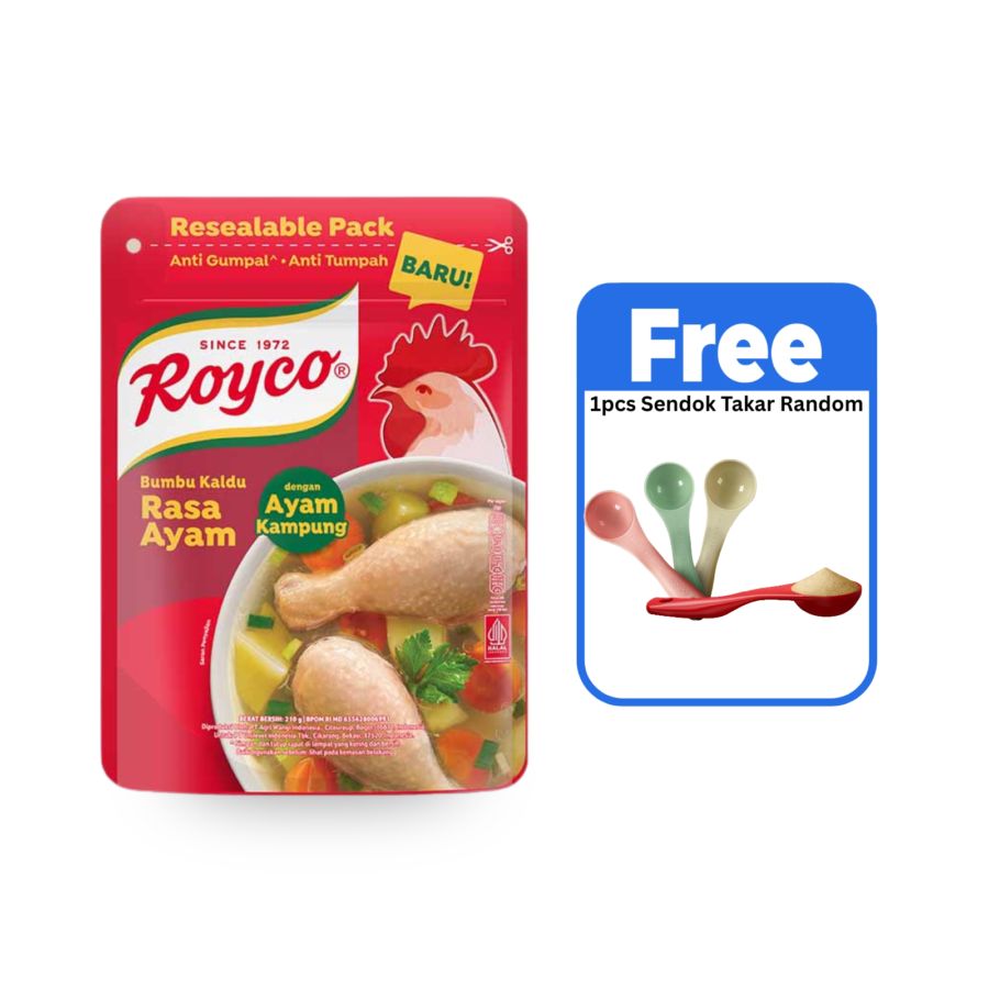 Royco Bumbu Kaldu Penyedap Rasa Ayam Kampung Ziplock Free Sendok Takar 210gram