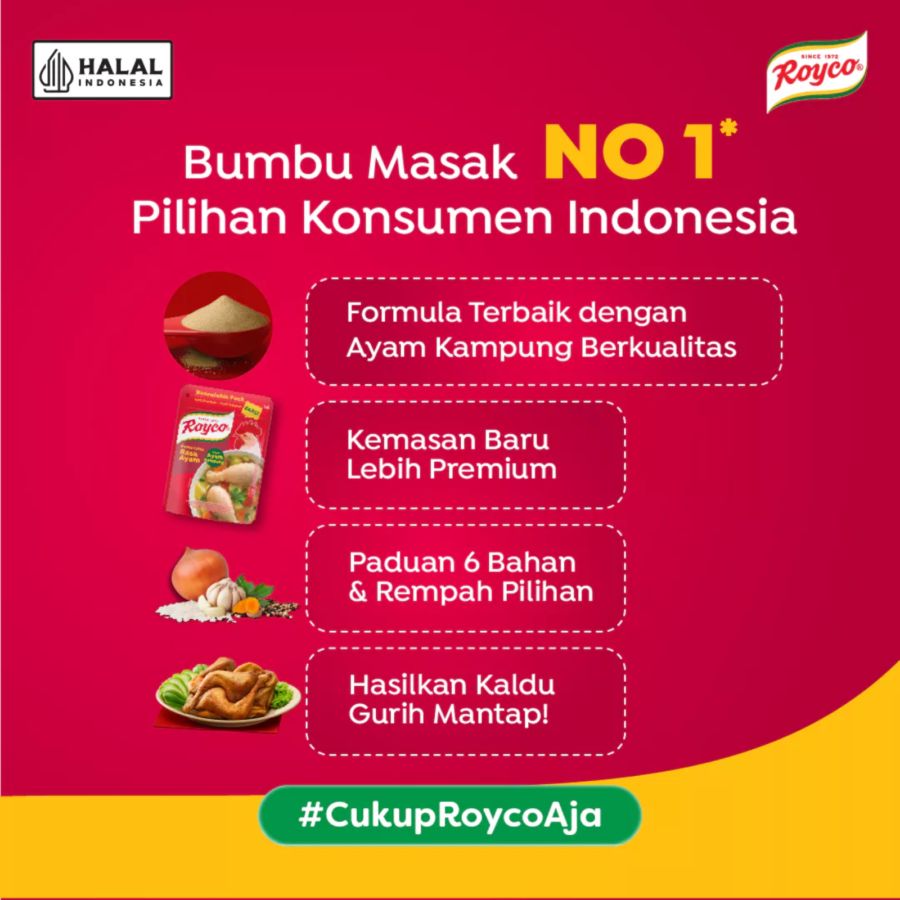 Royco Bumbu Kaldu Penyedap Rasa Ayam Kampung Ziplock Free Sendok Takar 210gram