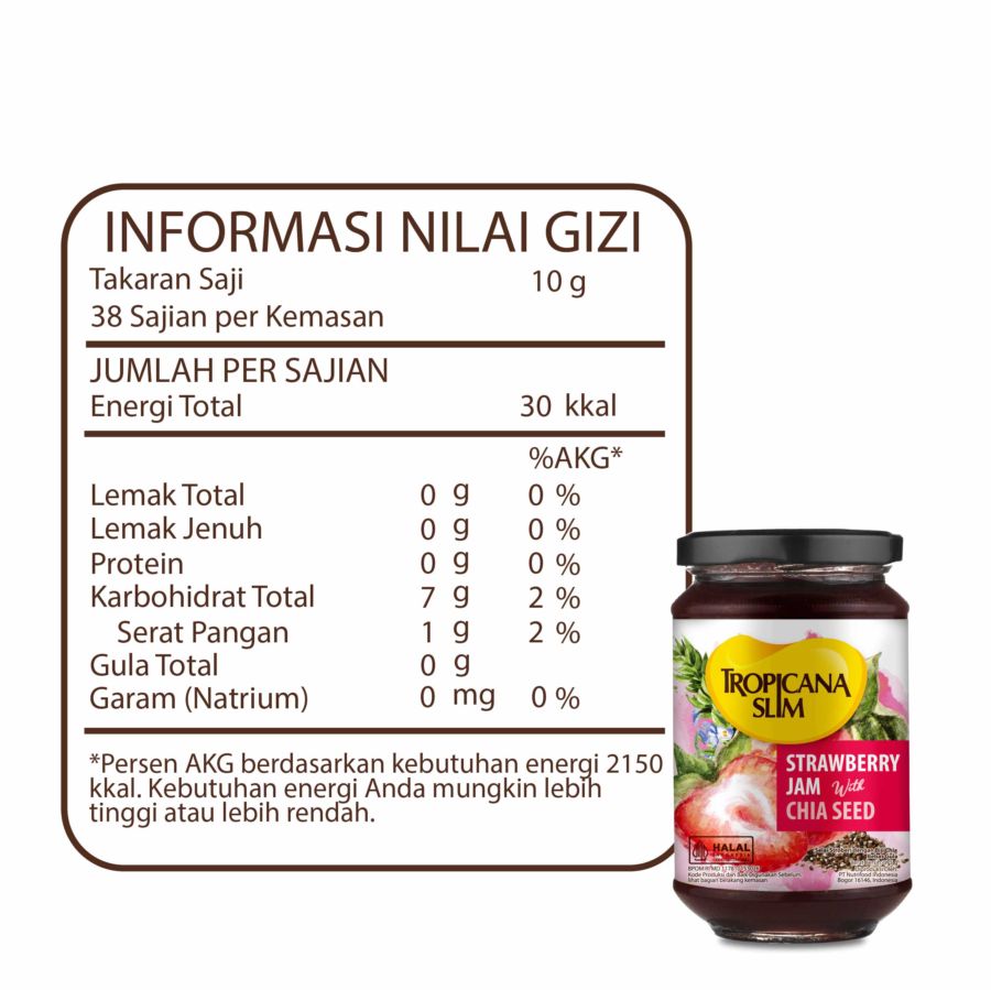 Tropicana Slim Strawberry Jam With Chia Seed 375gram