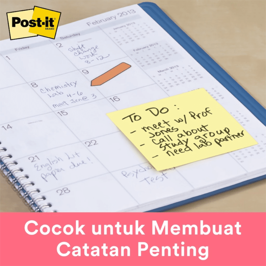 3M Post-it Original Notes Canary Yellow Sticky Notes 3in x 3in 100 Lembar 1pack