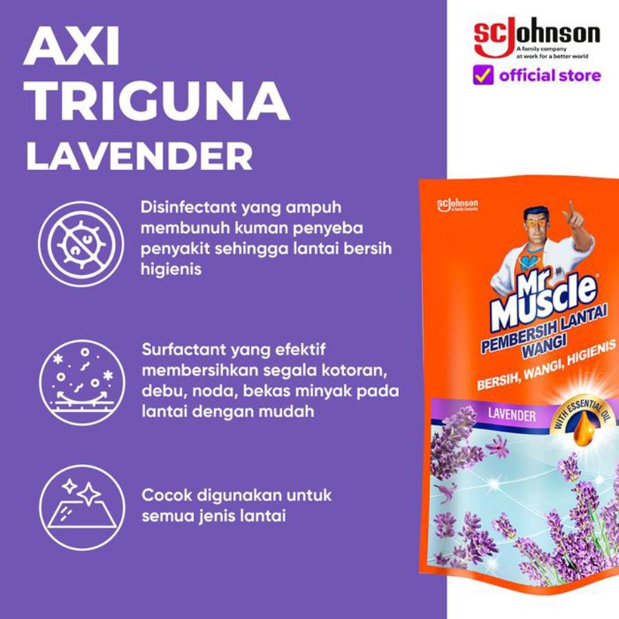 Mr. Muscle Axi Lavender Pouch Pembersih Lantai Keramik 720 ml 720ml