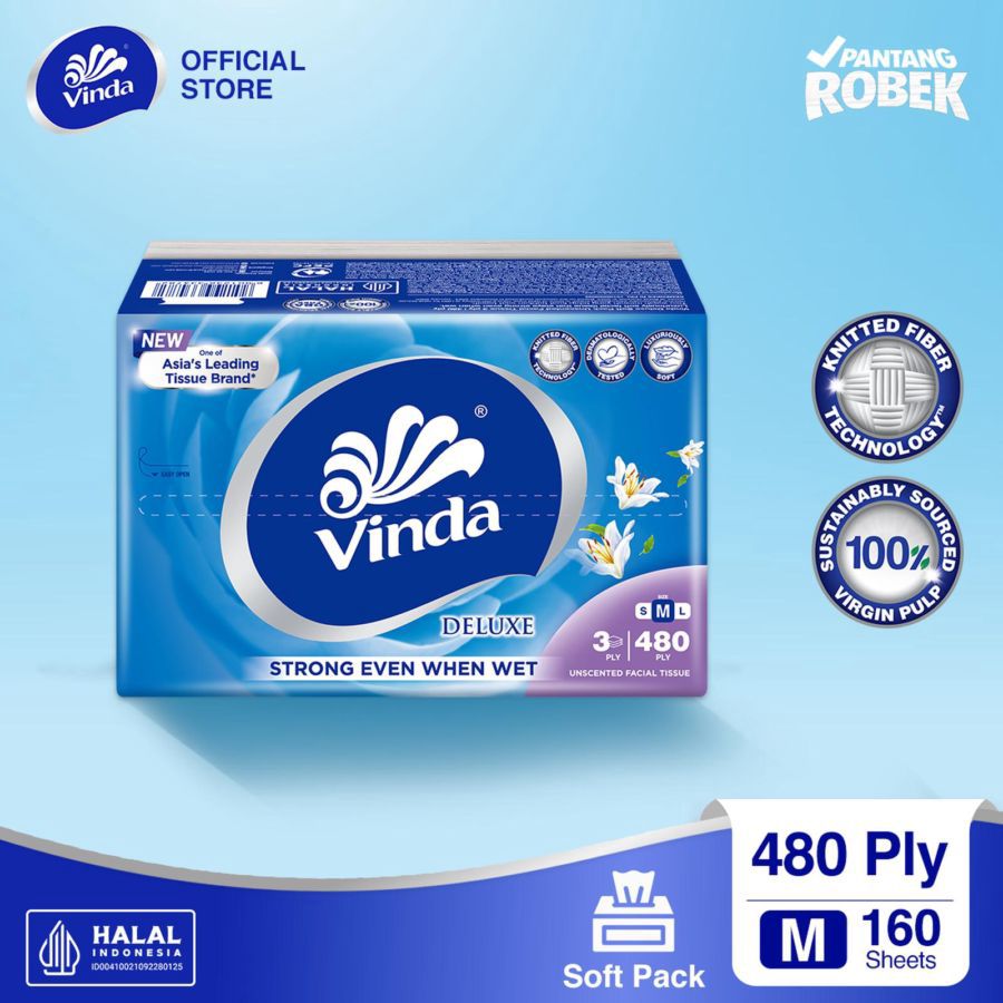 Vinda Deluxe Facial Tissue Soft Pack Tisu Wajah 480ply