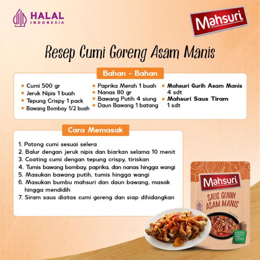 Mahsuri Saus Gurih Asam Manis Sachet 30gram