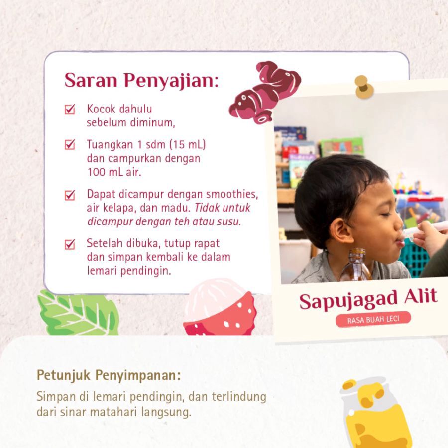 Rahsa Nusantara Sapujagad Alit Leci Vitamin Herbal Daya Tahan Tubuh Anak 60ml