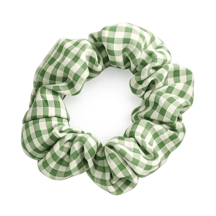 Scrunchie Gingham Green Ikat Rambut Kain Astro Kids 1pcs